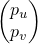 %preamble{\usepackage{amsmath}} $\begin{pmatrix} p_u \\ p_v \end{pmatrix}$