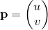 %preamble{\usepackage{amsmath}} $\mathbf{p} = \begin{pmatrix} u \\ v \end{pmatrix}$
